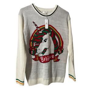 NWT Charming Charlie Unicorn Christmas Sweater Small